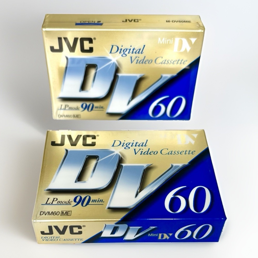 JVC M-DV60ME MiniDV Digital Video Cassette 60 90 Min Tape Lot of 2 Made in Japan - Picture 2 of 3